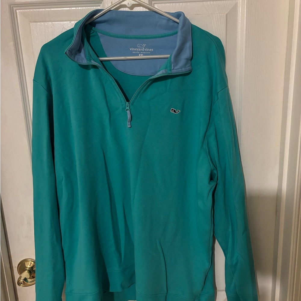 Vineyard Vines Men's Aqua Zip-Up Sweater